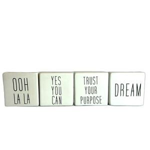 rae dunn inspired Ceramic sayings mini block decor paperweight dream yes you can
